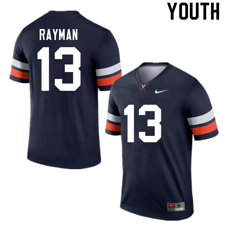 Youth #13 Jared Rayman Virginia Cavaliers College Football Jerseys Sale-Navy - Click Image to Close